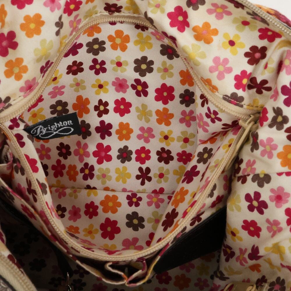 Brighton Bag Handbag Womens Beige Pink Floral Canvas Leather Trim Grandma core - Picture 14 of 16